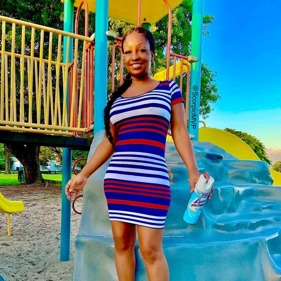 prettyshopper.com Dresses & Skirts - Bodycon Dress Sexy Slim Color Stripe Print